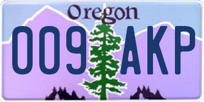 OR license plate 009AKP