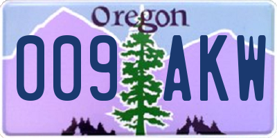 OR license plate 009AKW