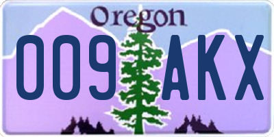 OR license plate 009AKX