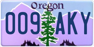 OR license plate 009AKY