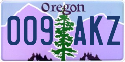 OR license plate 009AKZ
