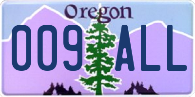 OR license plate 009ALL