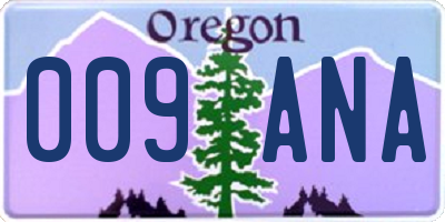 OR license plate 009ANA