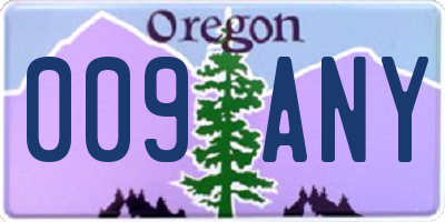 OR license plate 009ANY