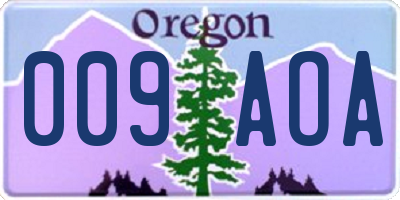 OR license plate 009AOA