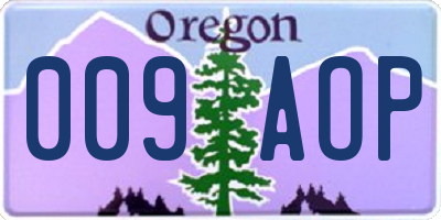 OR license plate 009AOP