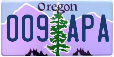 OR license plate 009APA
