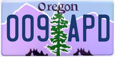 OR license plate 009APD