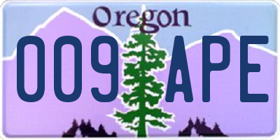 OR license plate 009APE