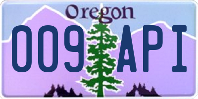 OR license plate 009API