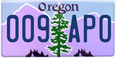 OR license plate 009APO