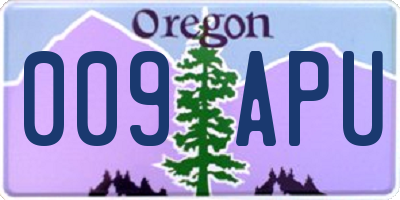 OR license plate 009APU