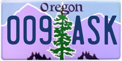 OR license plate 009ASK