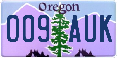 OR license plate 009AUK
