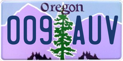 OR license plate 009AUV