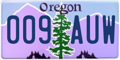 OR license plate 009AUW