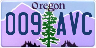 OR license plate 009AVC