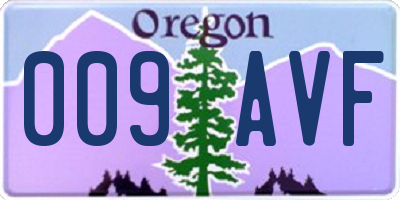 OR license plate 009AVF