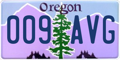 OR license plate 009AVG