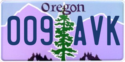 OR license plate 009AVK