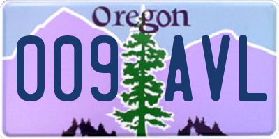 OR license plate 009AVL