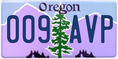 OR license plate 009AVP