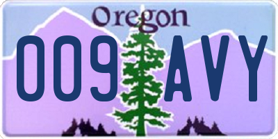 OR license plate 009AVY
