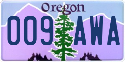 OR license plate 009AWA