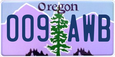 OR license plate 009AWB