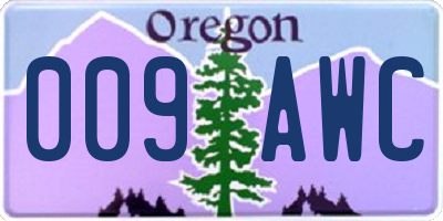 OR license plate 009AWC