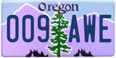 OR license plate 009AWE