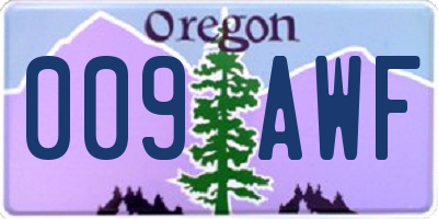 OR license plate 009AWF