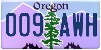 OR license plate 009AWH
