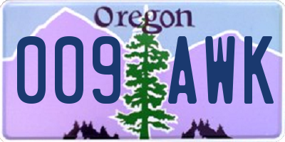 OR license plate 009AWK