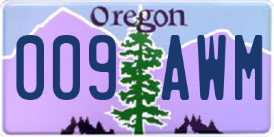 OR license plate 009AWM
