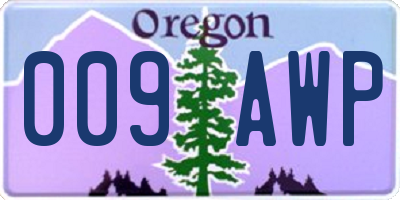 OR license plate 009AWP