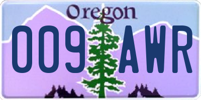 OR license plate 009AWR