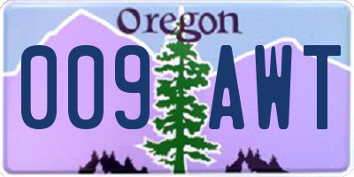 OR license plate 009AWT