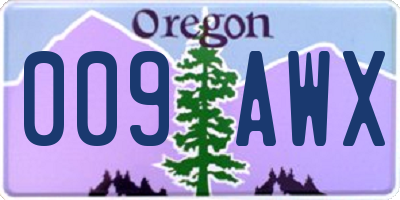 OR license plate 009AWX