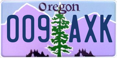 OR license plate 009AXK