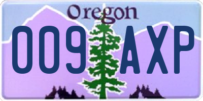 OR license plate 009AXP