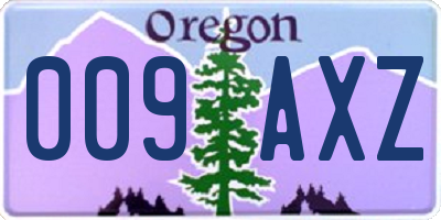 OR license plate 009AXZ