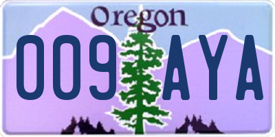 OR license plate 009AYA