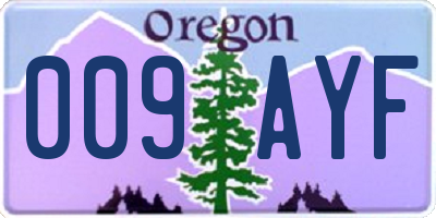 OR license plate 009AYF