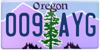 OR license plate 009AYG