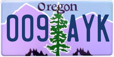 OR license plate 009AYK