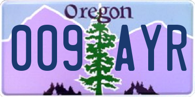 OR license plate 009AYR