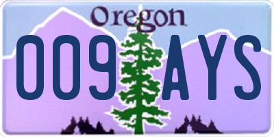OR license plate 009AYS