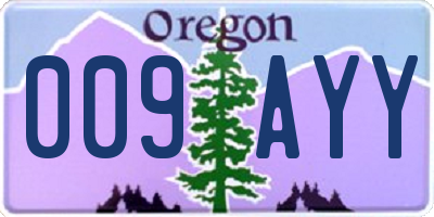 OR license plate 009AYY
