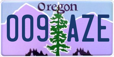 OR license plate 009AZE